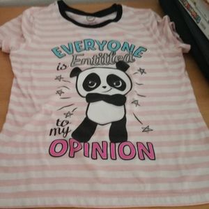 Short sleeve tshirt with panda stamp and words
